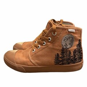 BANGS Full Moon Tan High Top Sneakers Men's 4.5 Women's 6 Nature Embroidered